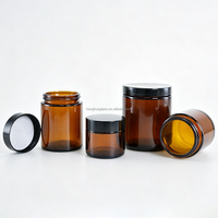 Pot en verre ambré à large ouverture pour crème cosmétique, disponible en 5g, 10g, 15g, 20g, 30g, 50g, 60g, avec couvercle noir ou blanc – Vente chaude