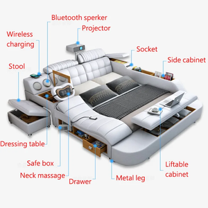 Lit Multifonctionnel au Design Moderne Dernier Cri, Queen Size, Lit Intelligent avec Dossier Réglable, Massages Électriques, Service OEM/ODM Pris en Charge - Product Image 1