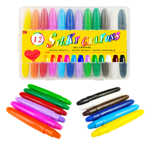 Оптовый набор из 12 нетоксичных гелевых карандашей-пастелей для малышей, супер смываемых, с выкручивающимся механизмом, удобные для захвата, подарок для раскрашивания для детей - Product Image 1