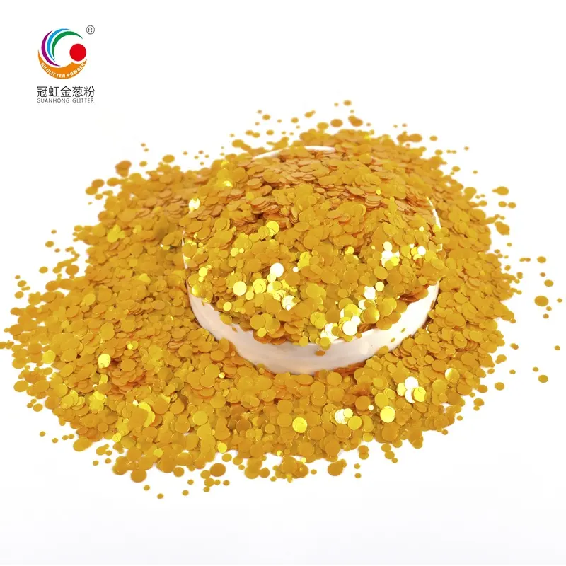 GH5011 Wholesale PET Diamonds Yellow Glitter Powder Nail Decoration 3D Glitter Suppliers