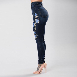 YUANBOFEI Jeans Skinny da <span class=keywords><strong>Donna</strong></span> a Vita Alta, Pantaloni in Denim Modellanti <span class=keywords><strong>Super</strong></span> Elasticizzati, Pantaloni a Sigaretta in Denim Ricamato <span class=keywords><strong>Sexy</strong></span> - Product Image 3