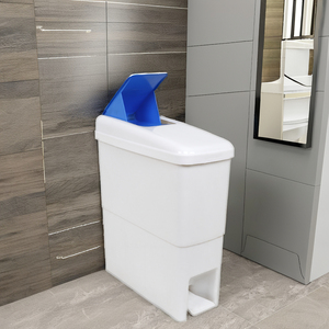 Poubelle à déchets sanitaires pour femmes, à pédale, écologique, en plastique, motif géométrique, pour usage hospitalier - Product Image 2