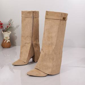 <span class=keywords><strong>Bottes</strong></span> à bout pointu pour femmes, <span class=keywords><strong>bottes</strong></span> mi-hautes à fermeture éclair latérale, <span class=keywords><strong>bottes</strong></span> de créateur pour femmes, vente en gros directe d'usine - Product Image 2