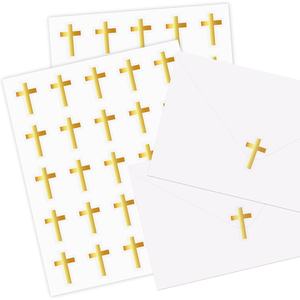 Etiqueta Adhesiva con Cruz Dorada <span class=keywords><strong>para</strong></span> Sobre de <span class=keywords><strong>Bautizo</strong></span>, Sello <span class=keywords><strong>para</strong></span> Tarjeta de <span class=keywords><strong>Bautizo</strong></span>, Etiqueta Decorativa con Forma de Cruz <span class=keywords><strong>para</strong></span> Fiesta de <span class=keywords><strong>Bautizo</strong></span> - Product Image 1