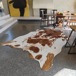 Durable And Large Size Cow Print Rugs Suitable For Bedroom Living Room Western Decor Faux Fur Animal Cow Hide Carpet Brown