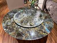 Table à manger ronde simple et moderne pour les maisons de grande taille - Table à manger en pierre naturelle de luxe avec chaises et plateau en marbre imperméable