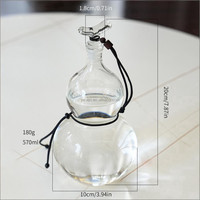 Bouteille à vin en verre en forme de gourde avec joint hermétique, récipient pour infusion froide, bouteille d'eau anti-fuite 570 ml