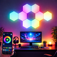 Paneles LED Hexagonales RGB para Pared, Control por Voz y Aplicación Inteligente, Sincronización Musical, Luz Modular para Configuración de Juegos, Decoración de Dormitorio y Estudio