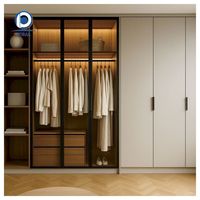 Organiseurs de dressing LED de luxe modernes, système de chambre à coucher en bois sur mesure, armoire, rangement modulaire, meubles de garde-robe