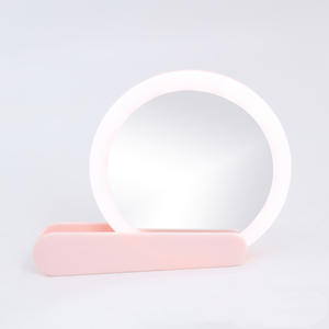 Portable Mini Pocket Silver Finish LED Makeup <b>Mirror</b> Custom Light Sliding Folding Design ABS <b>Plastic</b> Travel Mirrorel - Product Image 3