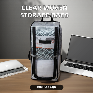 Sacs fourre-tout mobiles transparents tissés en PP clair avec couvercle anti-poussière à fermeture éclair pour utilisation dans la garde-robe pour le stockage des vêtements - Product Image 6