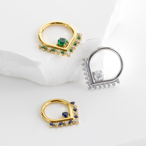 Gioielli per Piercing all'Ingrosso, Anello Segmentato a Cerniera in Titanio ASTM F136 con Zirconi, per Conchiglia, Elica, Orecchio e Naso - Product Image 6
