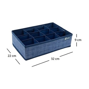 Caja Organizadora de Corbatas de Tela Azul con 12 Compartimentos para Armario o Cajón, 32x22x9cm - Product Image 2