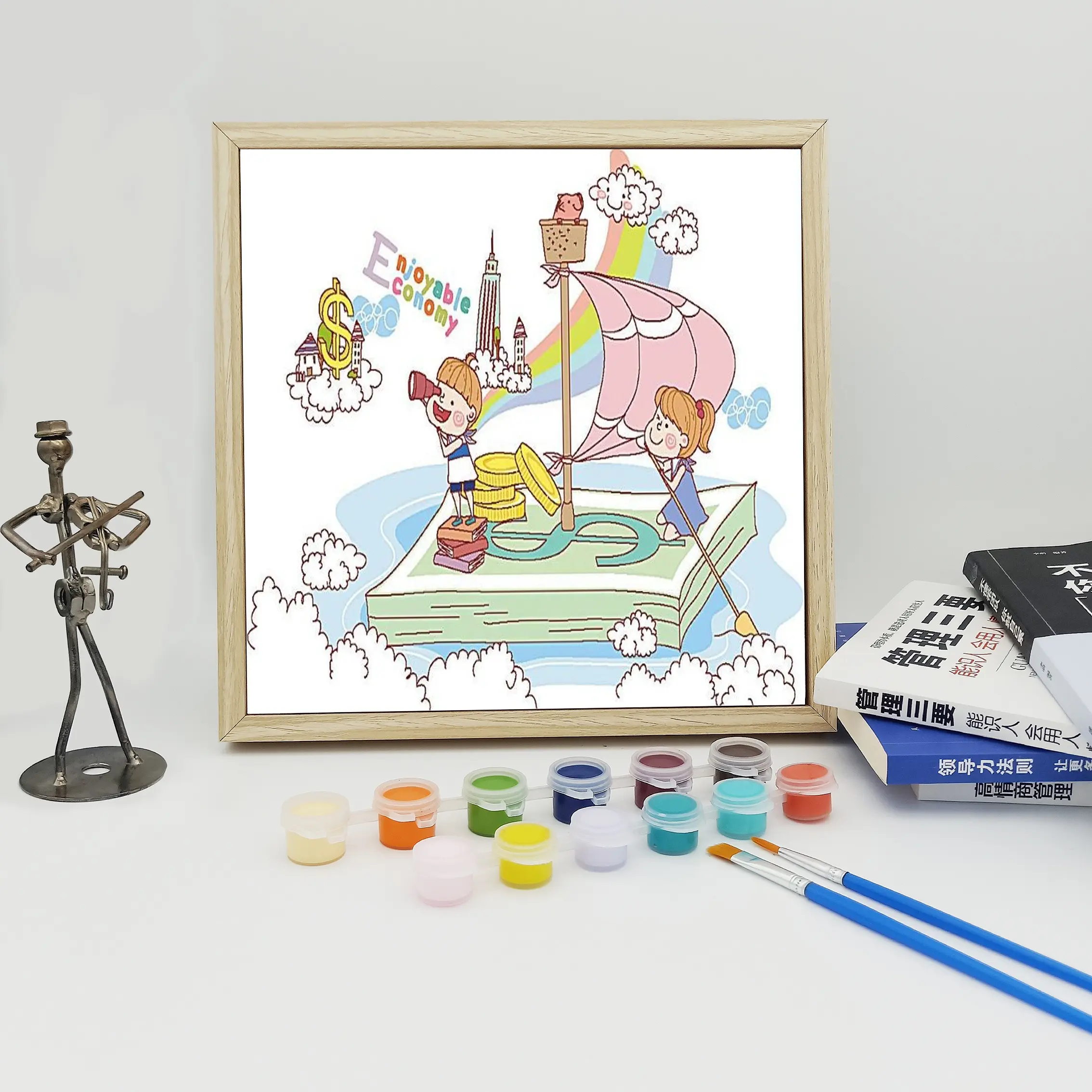 Enfants 20*20 cm navigation coloré dessin animé bricolage peinture à l'huile par numéros pour les enfants comme cadeaux à la maison et à l'école