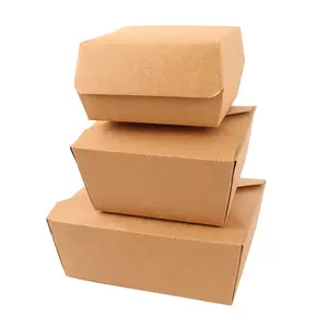 Wegwerp Kraftpapier Burger Box/Papier Maaltijd Boot Lade Box/Bento Box Hamburger Verpakking