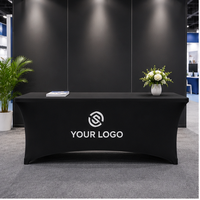 Housse de table rectangulaire ajustée avec logo personnalisé pour les salons professionnels et les banquets