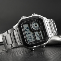 Montre chronographe de luxe pour homme Skmei Royale modèle 1335, résistante à l'eau, bracelet en acier inoxydable lumineux, affichage numérique