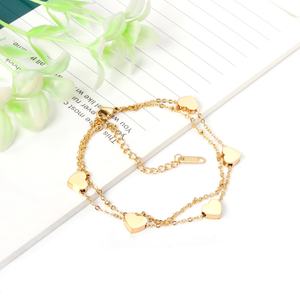 Pulseras de Corazón de Acero Inoxidable Chapadas en Oro de Moda para Mujer - Product Image 2