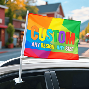 Banderas Personalizadas al por Mayor de 30x45cm (12x18 Pulgadas) para Ventanas de Automóviles, de Poliéster, Duraderas, con Logotipo Impreso Digitalmente en Plástico - Product Image 1