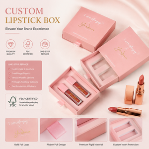 Sophisticated Wholesale Custom Cosmetic Lipstick Lip Gloss Packaging Gift Set Rigid Drawer Art Paper Waterproof <b>Box</b> EVA Tray - Product Image 1