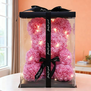 Decorazione con Fiori Artificiali, Orsacchiotto <span class=keywords><strong>di</strong></span> Rose in Schiuma/PE da 25cm con Scatole Regalo e Luci LED, Regalo per la Festa della Mamma e <span class=keywords><strong>San</strong></span> <span class=keywords><strong>Valentino</strong></span> - Product Image 4