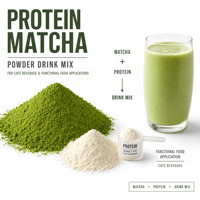Mélange de poudre de matcha protéinée pour boissons de café et applications alimentaires fonctionnelles