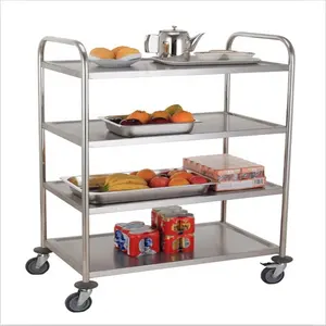Hotel Restaurant Kitchen Stainless Steel Or Plastic Serving Trolley 3 Tier Carts Service Trolleys
