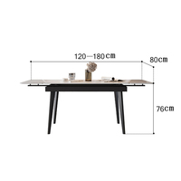 Table à manger extensible en pierre frittée de luxe moderne avec 4 chaises pour appartement, restaurant, villa