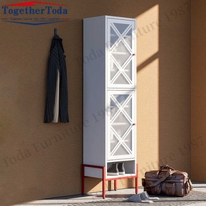 Modern Dual-Layer Solid Wood Durable Adjustable <b>Wall</b>-Mounted Living Room Use <b>Shoe</b> <b>Rack</b> Freestanding Entryway Cabinet - Product Image 3