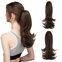 Queue de cheval synthétique ondulée longue et volumineuse en gros pour femmes, fibre haute température, pré-collée, pré-bouclée, perruque portable