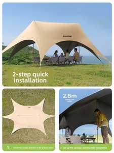 Carpa de <span class=keywords><strong>Camping</strong></span> Primitiva Tipo Glamping en Forma de Mariposa, <span class=keywords><strong>para</strong></span> las Cuatro Estaciones, <span class=keywords><strong>Todo</strong></span> en Uno, Fácil de Montar, Despliegue Rápido, 210 Oxford con Revestimiento Negro, Protección Solar - Product Image 2