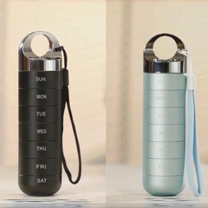 Nuovo Portapillole Settimanale in Metallo con 7 Scomparti, Contenitore per <span class=keywords><strong>Medicinali</strong></span> per Campeggio ed Escursionismo - Product Image 4