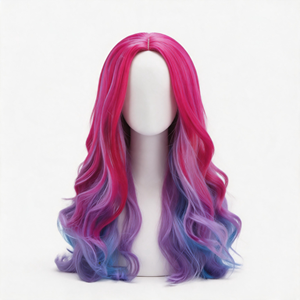 Peluca de <span class=keywords><strong>Cosplay</strong></span> de Evie de Descendants 3, Cabello Sintético, Degradado Rosa, Morado y Azul, Larga y Ondulada, con Raya al Medio, Estilo <span class=keywords><strong>Anime</strong></span> para <span class=keywords><strong>Cosplay</strong></span> - Product Image 2
