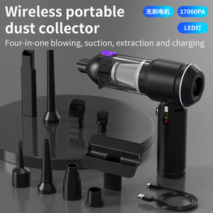 Aspiradora de mano recargable de 120W con alta potencia de succión para uso en coche y hogar con múltiples accesorios. - Product Image 3