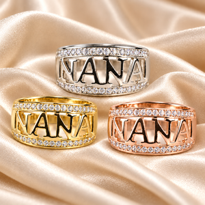 Anello Traforato con Lettera NANA per Donne, Elegante Gioiello da Dito alla Moda - Product Image 3