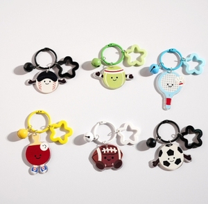Porte-clés et pendentif mignon en plastique, style dessin animé <span class=keywords><strong>anime</strong></span>, pour écouteurs, sac à dos, avec motifs Badminton, <span class=keywords><strong>Tennis</strong></span> <span class=keywords><strong>de</strong></span> <span class=keywords><strong>table</strong></span>, Football, Rugby, Cloche, Cadeau - Product Image 1