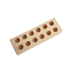 Support pour tubes à essai en bois, 28x3x10cm, organisateur de rangement en bois massif pour huiles essentielles et plantes hydroponiques - Product Image 5
