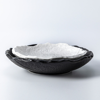 Bol en pierre plate de luxe en céramique, assiette à soupe profonde, blanche, rétro personnalisée, rond irrégulier, plat, de luxe, mat, noir, usine, pièces