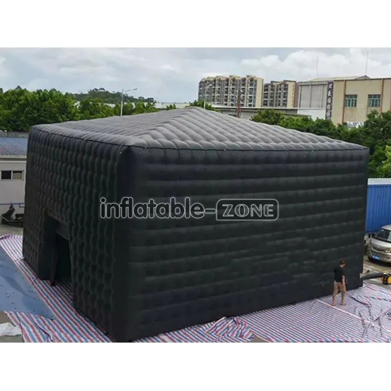 Không khí màu đen Cube Lều Inflatable Disco câu lạc bộ đêm te, khổng lồ màu đen Inflatable Dome Lều marquee cho tổ chức sự kiện