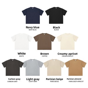 เสื้อยืดคอกลมแขนสั้นผ้าฝ้ายแท้เนื้อหนัก 350 กรัม สีเอิร์ธโทน ทรงหลวมไหล่ตก สำหรับผู้ชาย รุ่นปรับแต่งได้ - Product Image 2