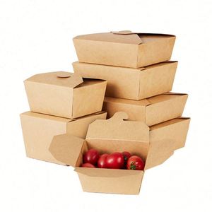 Caja de Almuerzo de Papel Kraft Marrón de Grado Alimenticio para Llevar con Impresión de Logotipo Personalizado - Product Image 4