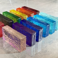 Batu Bata Kaca Kristal Pola Warna ADEL untuk Dinding, Cat Padat Hot-Melt, Warna Modern, Dekorasi Kamar Mandi, Bangunan