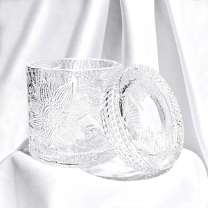 ภาชนะใส่เทียนทรงกระบอกตกแต่งคริสต์มาส LZ พร้อมเชิงเทียนคริสตัลใสลายดอกบัว พร้อมเทียนสีขาวและกล่อง - Product Image 3