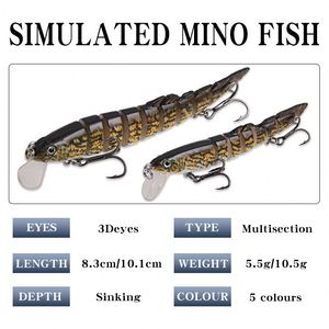 Señuelo de Pesca Multiarticulado de 10.5g y 10.1cm, 7 y 9 Segmentos, Tipo Swimbait, Wobbler, Crankbait para Zander, Lubina y Peces de Agua Dulce - Product Image 3