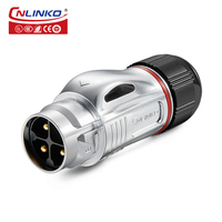 Cnlinko BD24 Conector de montaje en panel de metal Conector de alimentación IP68 resistente al agua industrial de 4 pines