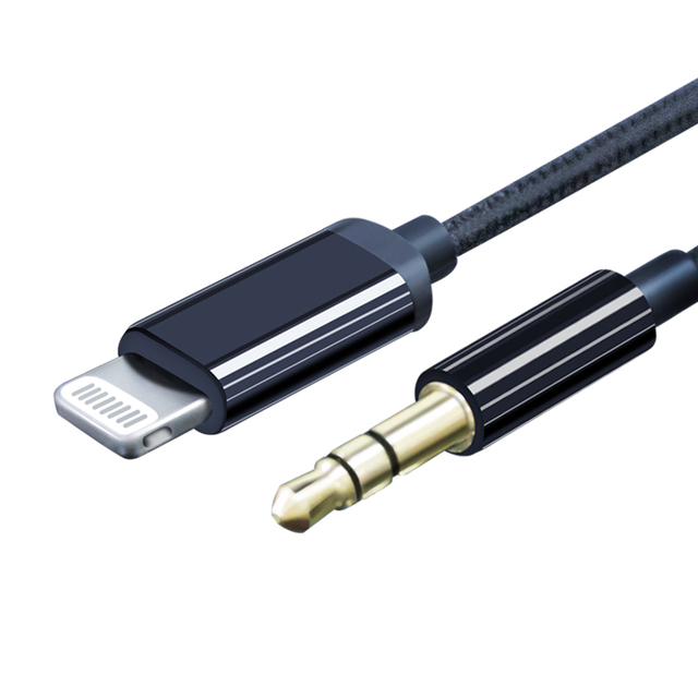 High Quality Aux 3.5mm to Light Ning Jack Type Fabric Audio Cable Car Stereo Speaker Audio Cable
