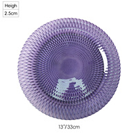 Assiettes de présentation en verre violet écologiques pour mariage – Lot de chargeurs de table en verre pour décoration de mariage