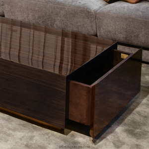 Italian Walnut Veneer <b>Coffee</b> <b>Table</b> Storage <b>Box</b> Modern High Gloss Wood <b>Coffee</b> <b>Table</b> With Drawers 069 <b>Coffee</b> <b>Table</b> With Drawers 06 - Product Image 3