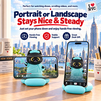 Support de téléphone inspiré de New York, motif chat Liberty, décoration de bureau, moulin à vent rotatif manuel, en PVC souple, support de téléphone chat noir pour bureau
