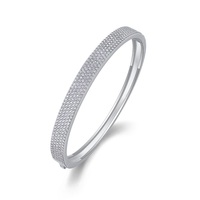 Bracelet jonc en argent 925 pavé de moissanite avec pierres scintillantes, design élégant pour femmes, bracelet pavé intemporel